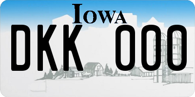 IA license plate DKK000