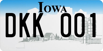 IA license plate DKK001