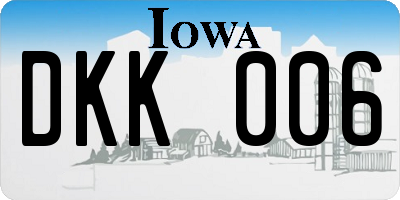 IA license plate DKK006