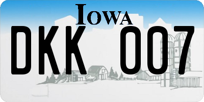 IA license plate DKK007