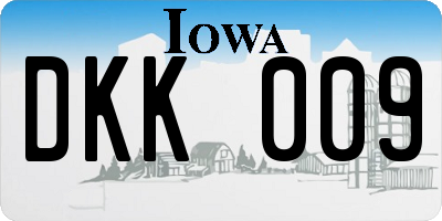 IA license plate DKK009
