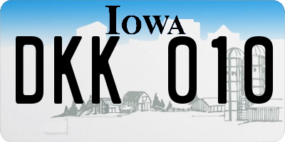 IA license plate DKK010