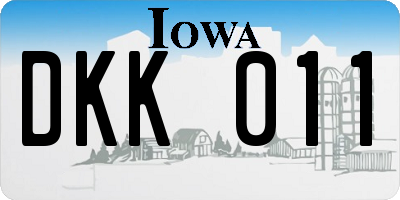 IA license plate DKK011