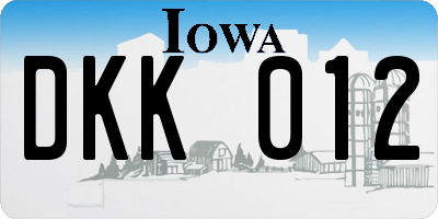 IA license plate DKK012