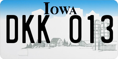 IA license plate DKK013