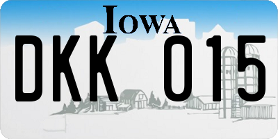 IA license plate DKK015