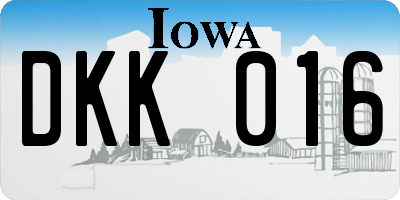 IA license plate DKK016