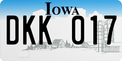 IA license plate DKK017