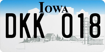 IA license plate DKK018