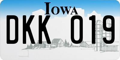 IA license plate DKK019