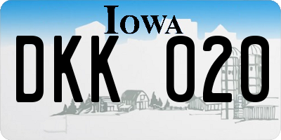 IA license plate DKK020