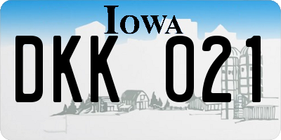 IA license plate DKK021