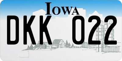 IA license plate DKK022