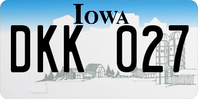 IA license plate DKK027