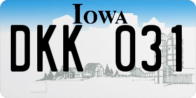 IA license plate DKK031