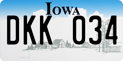 IA license plate DKK034