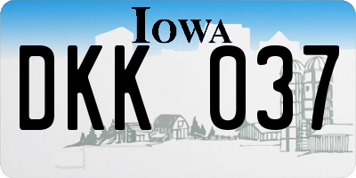IA license plate DKK037