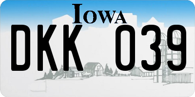 IA license plate DKK039