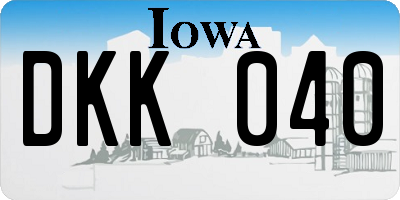 IA license plate DKK040