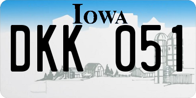IA license plate DKK051