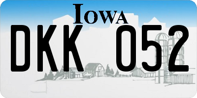 IA license plate DKK052