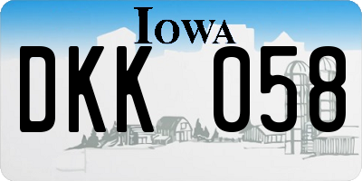 IA license plate DKK058