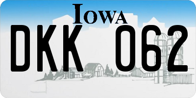 IA license plate DKK062
