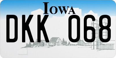 IA license plate DKK068
