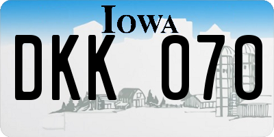 IA license plate DKK070