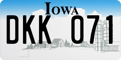 IA license plate DKK071