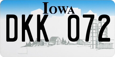 IA license plate DKK072