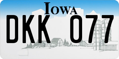 IA license plate DKK077