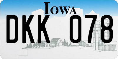 IA license plate DKK078