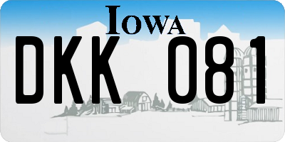 IA license plate DKK081