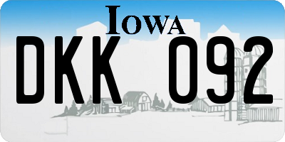 IA license plate DKK092