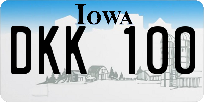 IA license plate DKK100