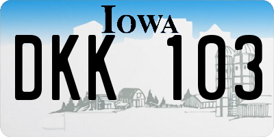 IA license plate DKK103