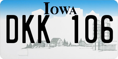 IA license plate DKK106