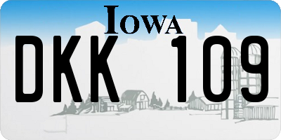 IA license plate DKK109