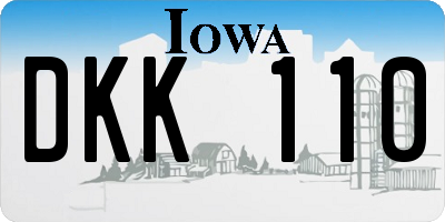 IA license plate DKK110