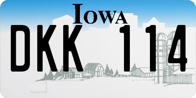 IA license plate DKK114