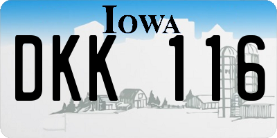 IA license plate DKK116