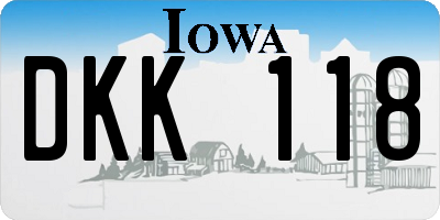 IA license plate DKK118