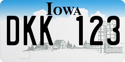 IA license plate DKK123