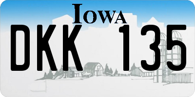 IA license plate DKK135