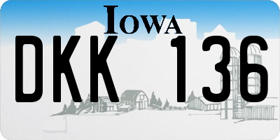 IA license plate DKK136