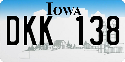 IA license plate DKK138