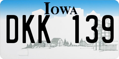 IA license plate DKK139