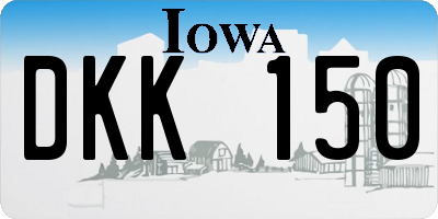 IA license plate DKK150
