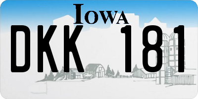 IA license plate DKK181